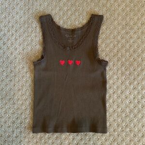 J Galt for brandy Melville brown tank with red hearts